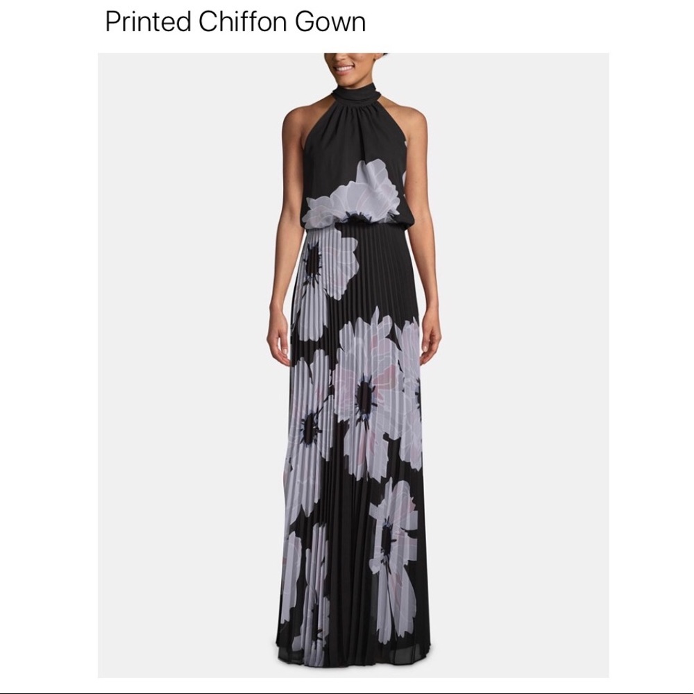 Betsy & Adam Printed Chiffon Dress